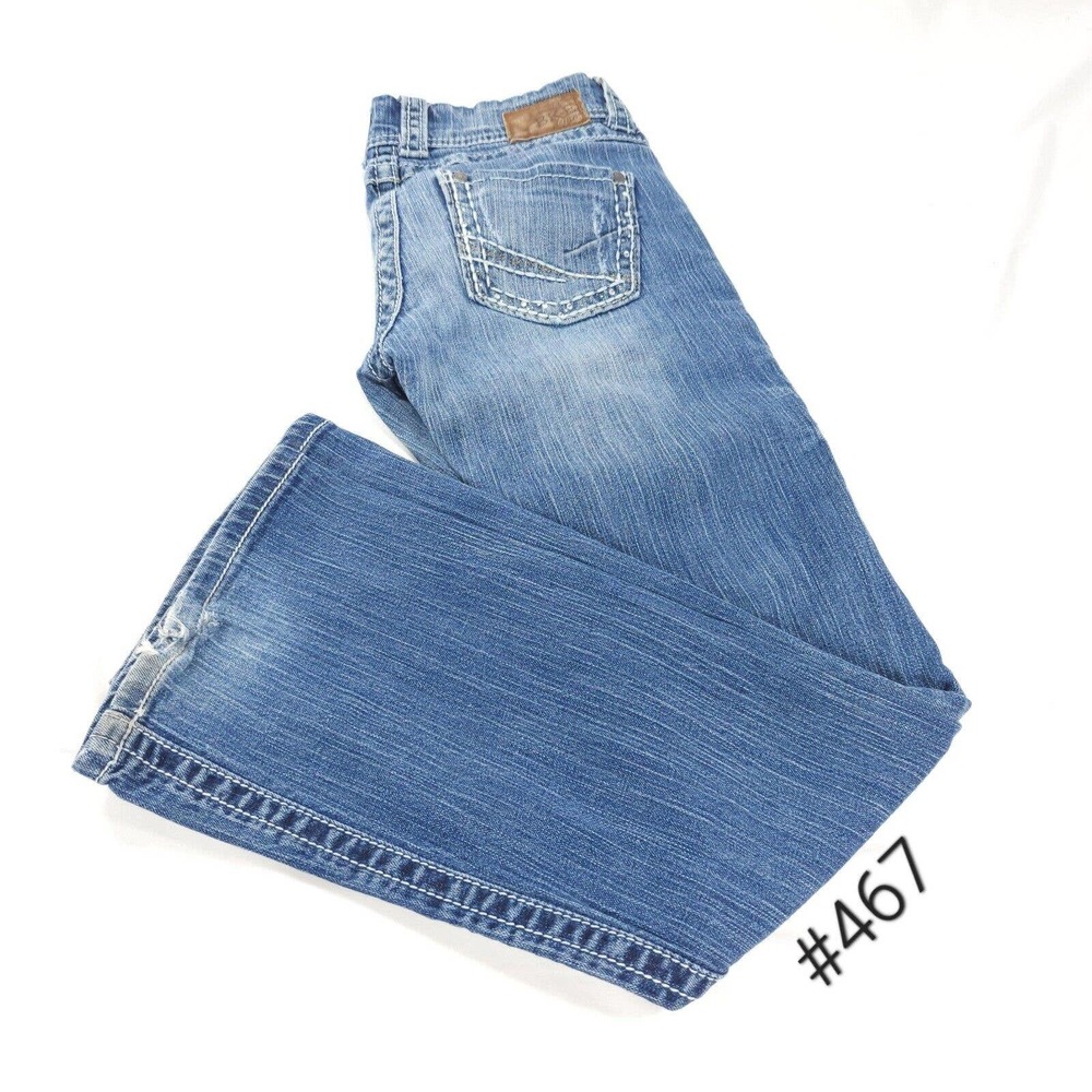 BKE Stella Flair Button Zip Denim Medium Wash Jeans Womens Size 27 Blue